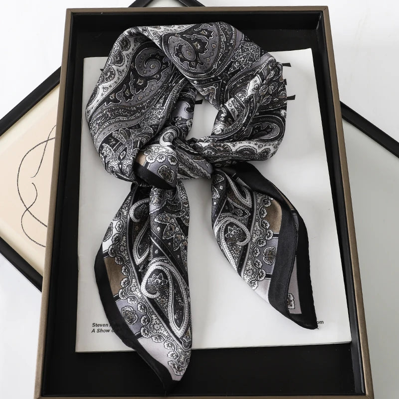 60Colors Luxury Scarf Women 70*70Cm Silk Feel Square Hair Wrapping Foulard Satin Shawl Big Size Head Bandana Hijab Handkerchief Beauty World Shop