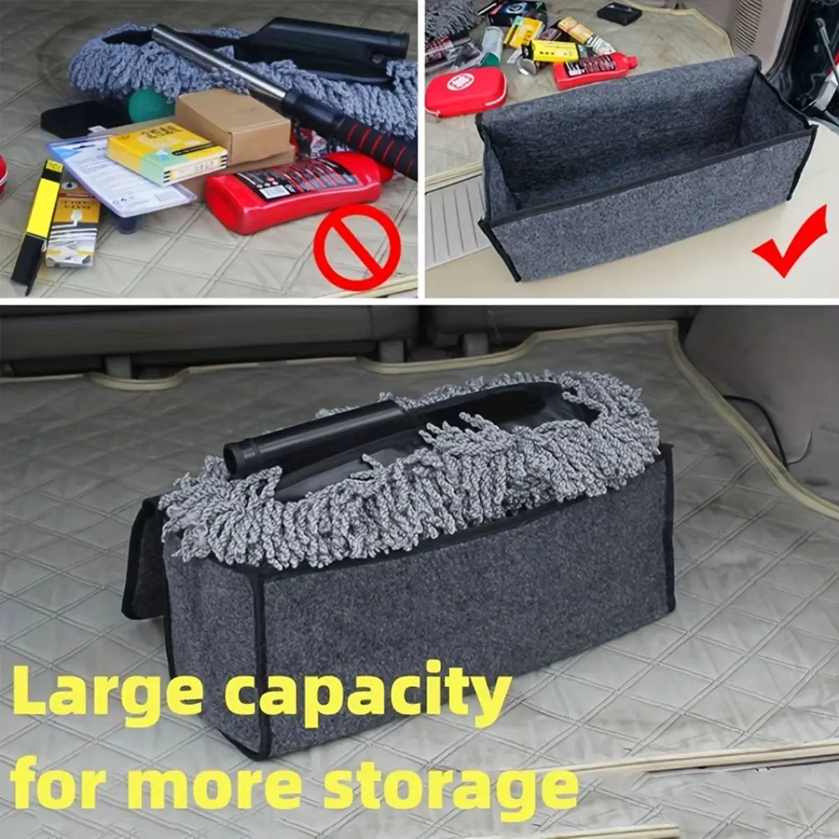 1pc Car Storage Felt Box For Dark Gray Anti Slip Storage Tools Towels Car Accessories Universal Foldable High-Quality Felt Box Beauty World Shop