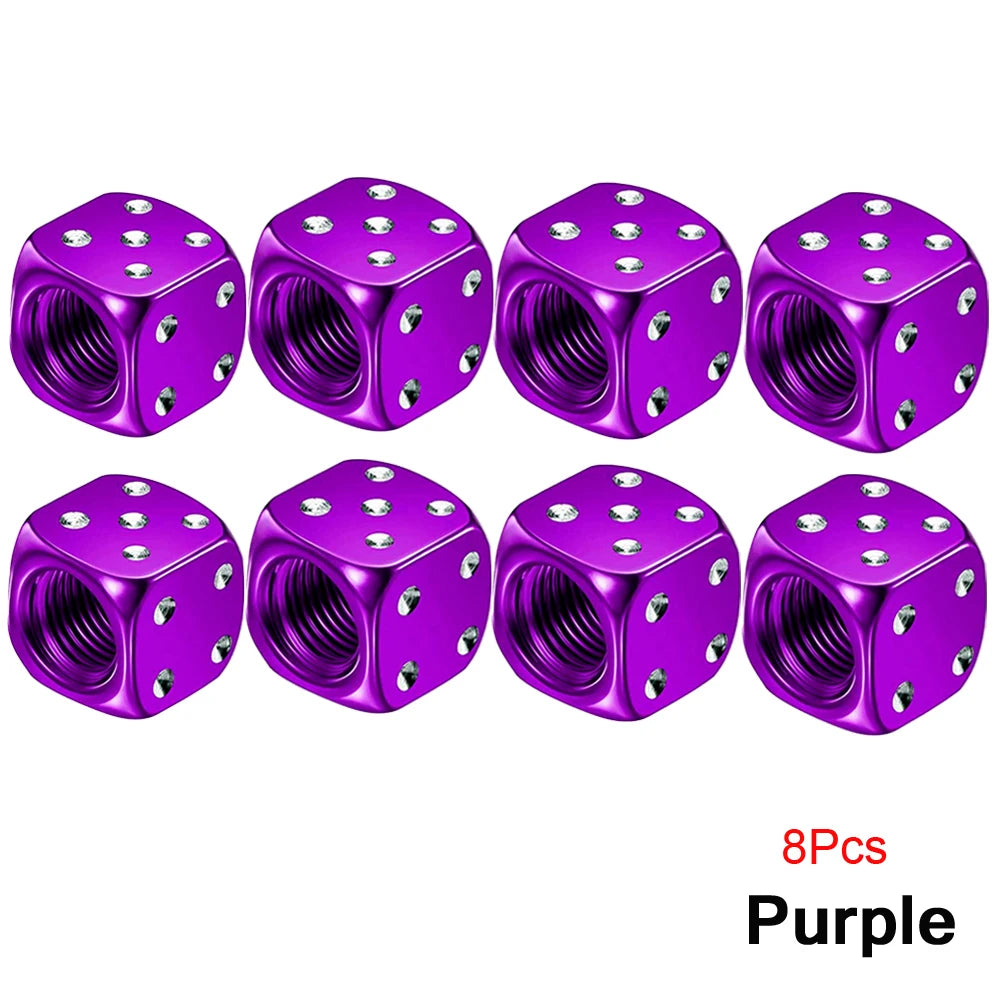 Aluminum Dice Tire Valve Caps Dustproof Car Truck Motocycle Bike Dice Wheel Stem Tyre Tire Wheel Stem Air Valve Dust Cap Cover Beauty World Shop