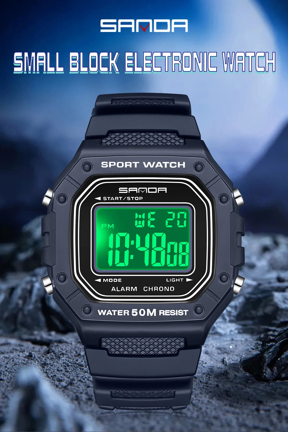 SANDA 2156 Fashion Mens Watch Military Water Resistant Sport Watches Army Big Dial Led Digital Wristwatches Stopwatches For Male Beauty World Shop