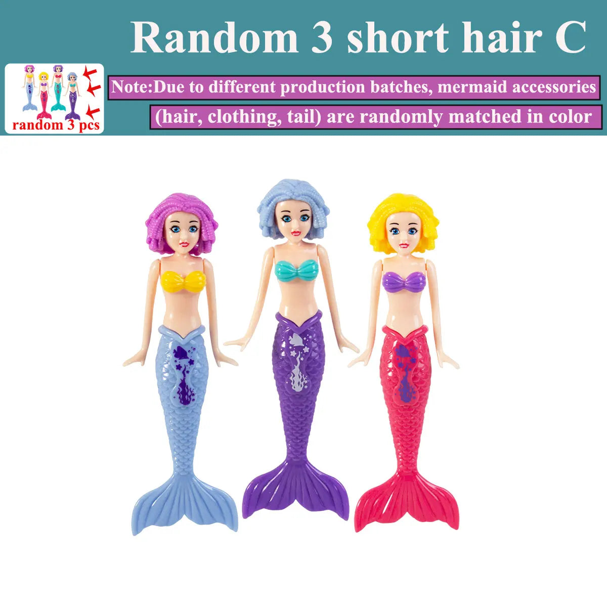 4/3 PCS 1 bag Mermaid Water Play Toys Different Style for Swimming Children Game in Sun Pool/Beach/Bath Time Gift Color Random Beauty World Shop