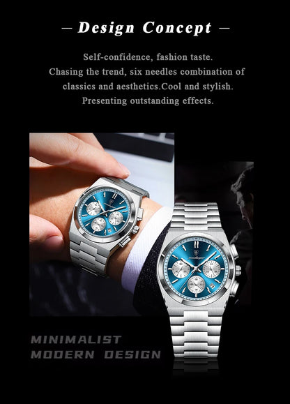 POEDAGAR Fashion Man Watches Chronograph Date Stainless Steel Casual Men Wristwatch Waterproof Luminous Men's Quartz Watch Reloj Beauty World Shop