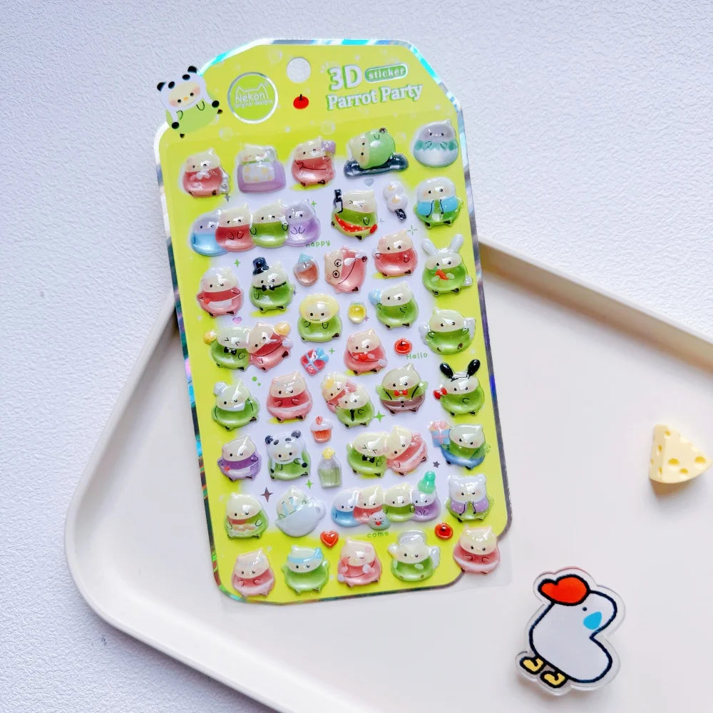 NEKONI Cute Animals Seal Bear Penguin 3D Stickers Scrapbooking DIY Journaling Stationery Diary Cute Stickers School Supply Beauty World Shop