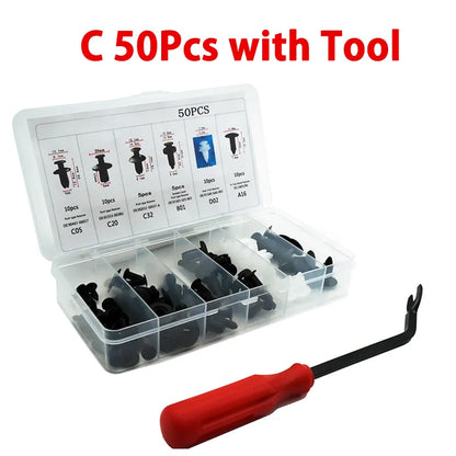 Auto Fastener Clip Mixed Car Body Push Retainer Pin Rivet Bumper Door Trim Panel Fastener Kit Car Clip 100/50 Box /Bag packaging Beauty World Shop