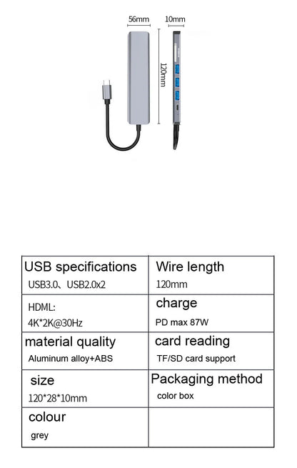 7 In 1 Type C Usb Hub Seven In One Type C 4k 30hz Usb Splitter Supports All Type C Channel Computers To Usb Compatible With Hdmi Beauty World Shop