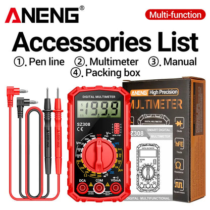 ANENG SZ308 Digital Multimeter   AC/DC Current Meter Voltage Resistance Meter Electrician LCD Backlight Ohm Square Wave Test Beauty World Shop