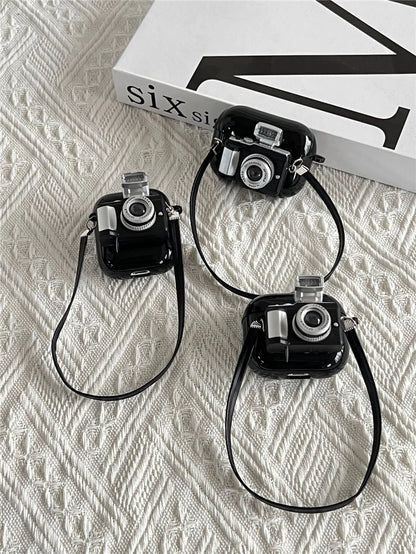 Camera Earphone Case with Strap for Apple Airpods 3 2 1 Pro 3 Pro2 Soft Silicone Headphone Cover for Air Pods 4 2024 Generation