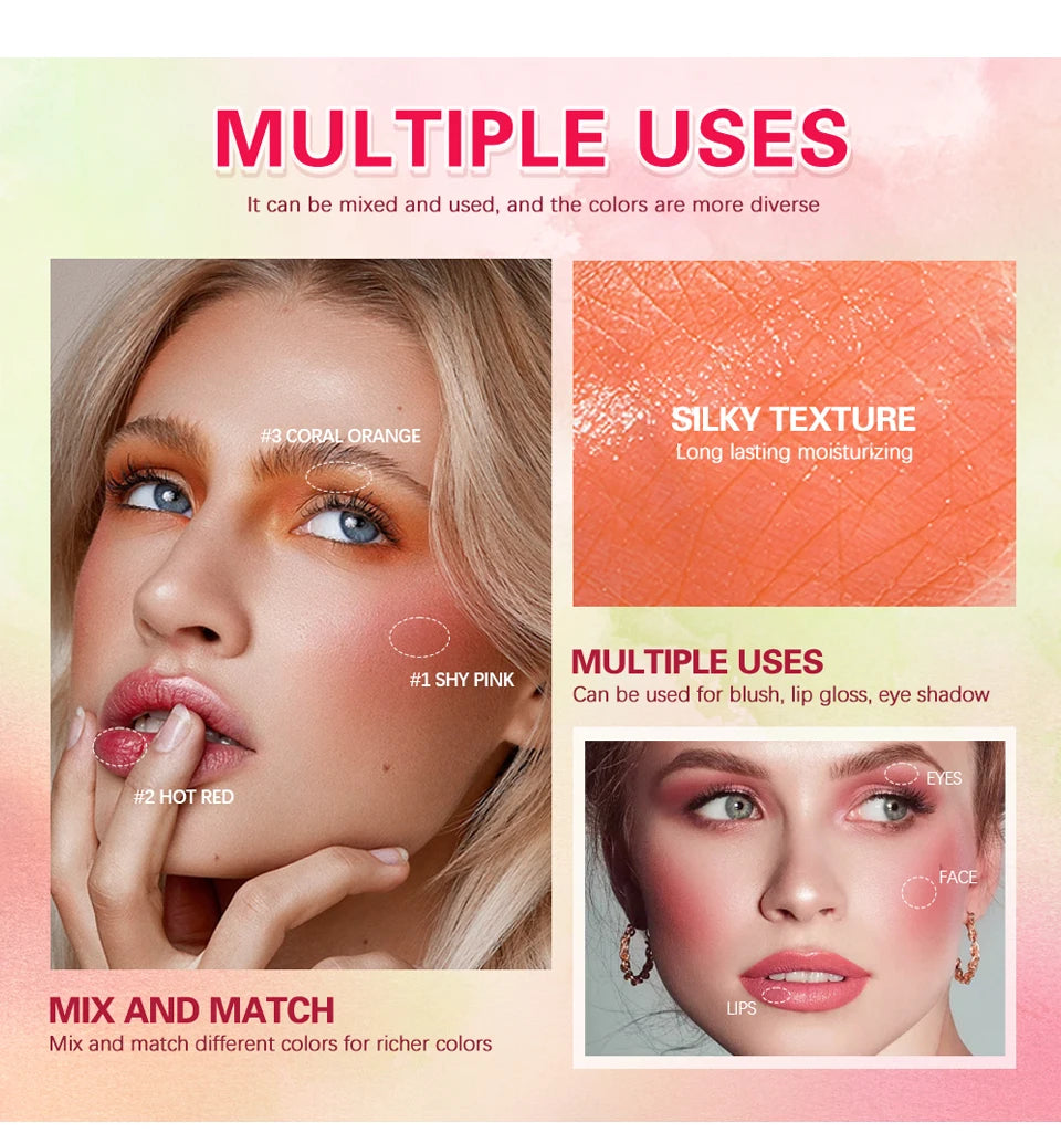 Make Up Functional Blush Stick Easy Color Rouge Blusher Cream Waterproof High Color Rendering Brightening Skin Tone Hot Beauty World Shop
