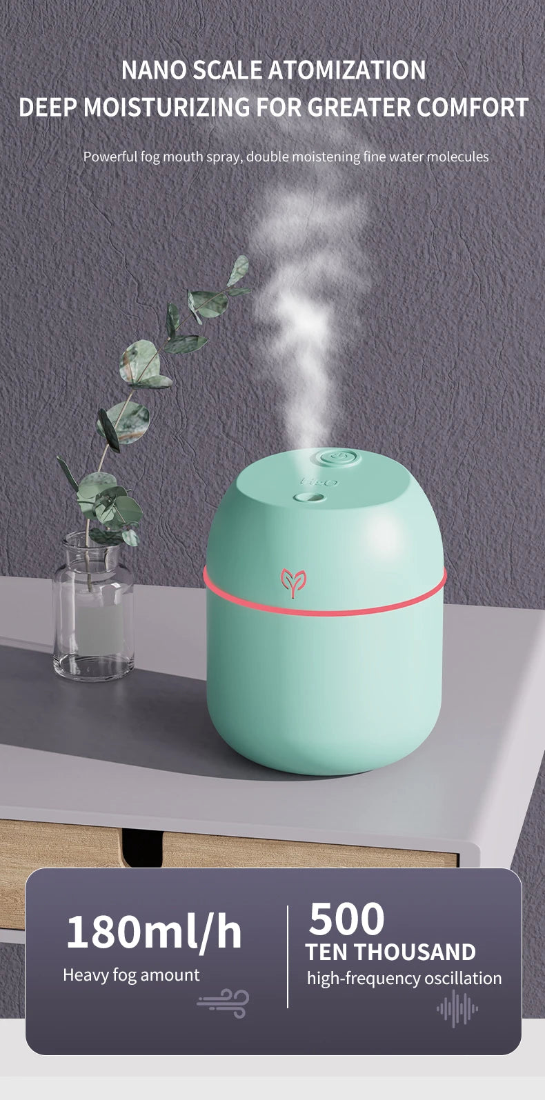 220ML big fog amount usb air humidifier Small desktop humidifier home intelligent car aromatreatment machine Beauty World Shop