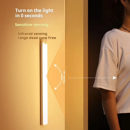 1pc Wireless Rechargeable LED Motion Sensor Cabinet Light - Ideal for Closet, Kitchen, Wardrobe, Stairs - Battery Operated Night Beauty World Shop