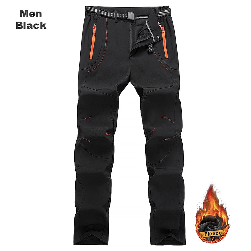 LNGXO Thick Warm Fleece Hiking Pants Men Winter Waterproof Windproof Outdoor Soft Shell Rain Trousers Trekking Camping Ski Pants Beauty World Shop