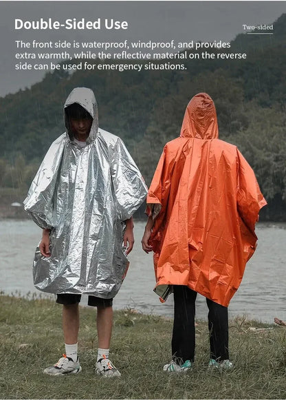 Emergency Raincoat Poncho Waterproof Rainwear Blanket Survival Camping Equipment Cold Insulation Rainwear Camping Equipment Beauty World Shop