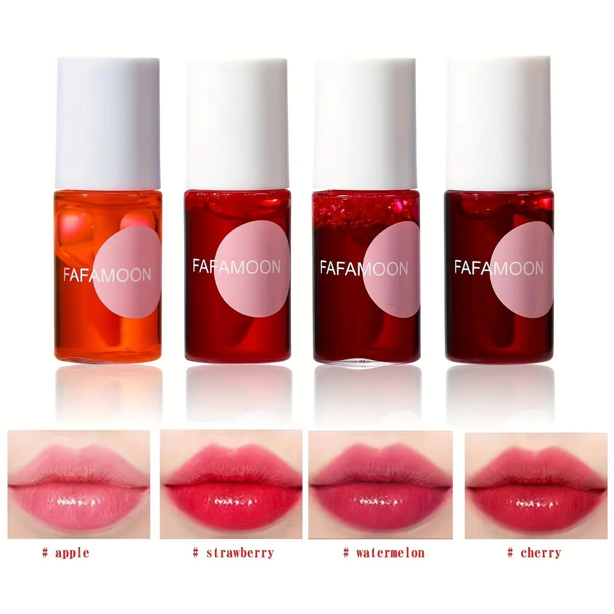 4 Color Fruity Lip Tint Water Gloss Tint, Moisturizing Waterproof Liquid Lipstick, Non-Stick, High Pigment, Long-Lasting Colors Beauty World Shop