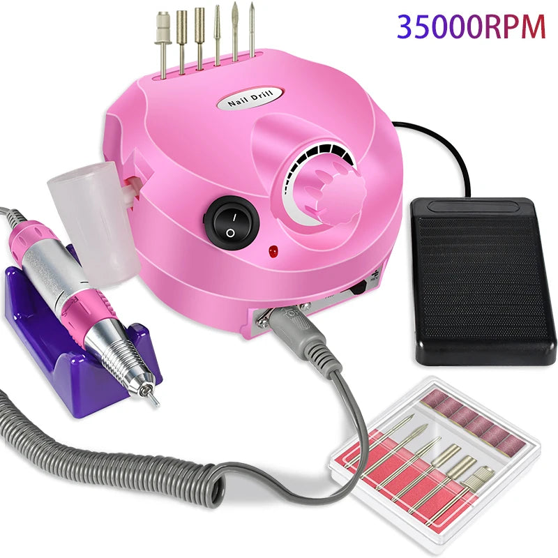 35000RPM Electric Nail Drill Professional Manicure Machine Nail Sander Set Nail Drill Bit Portable Nail Salon Polisher Equipment Beauty World Shop