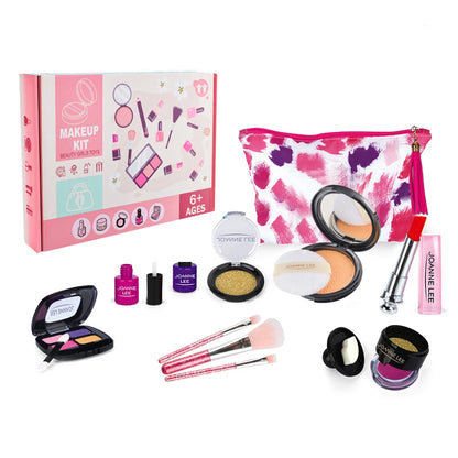 Girls Make Up Toy Set Pretend Play Lipstick Nail Polish Princess Pink Makeup Toys For Girls Dress Up Educational Toys Kids Gifts Beauty World Shop