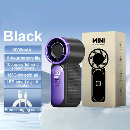 Mini High Speed Handheld Fan 3600mAh LED Display Portable Mini Handheld Turbo Fan, Desk Fan, Outdoor Cooling, Rechargeable Fan