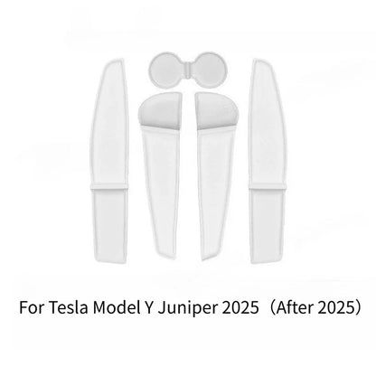 For Tesla Model Y Juniper 2025 Car Door Storage Pad 5PCS TPE Central Control Water Cup Holder Mat Organizer Tray Car Accessories Beauty World Shop
