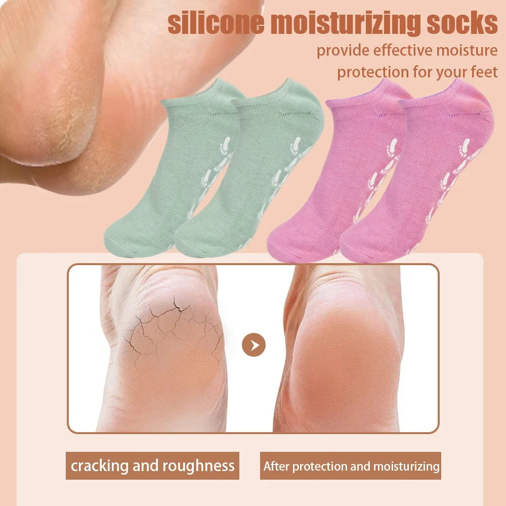 Silicone Moisturizing Mask Socks Reusable Exfoliating Anti Crack Protective Gloves Dry Dead Skin Remover Tools Hand Foot Care Beauty World Shop