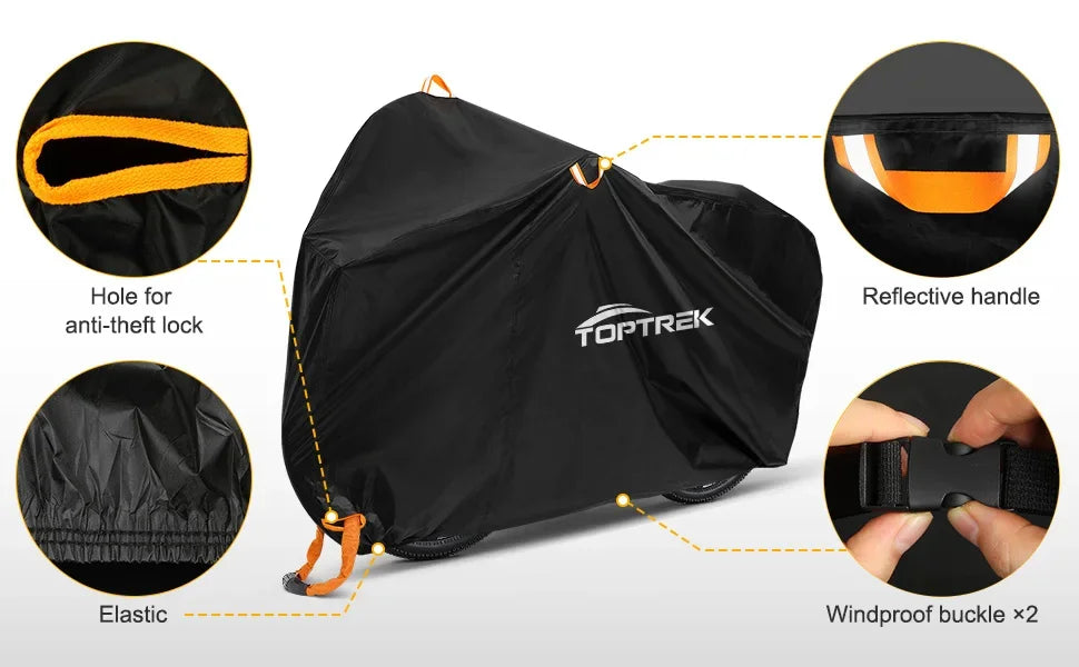 Toptrek Bike Cover Outdoor Storage Waterproof Anti-UV 210D Oxford High Quality Covers for Bicycles Rain Snow Dust Protective Beauty World Shop