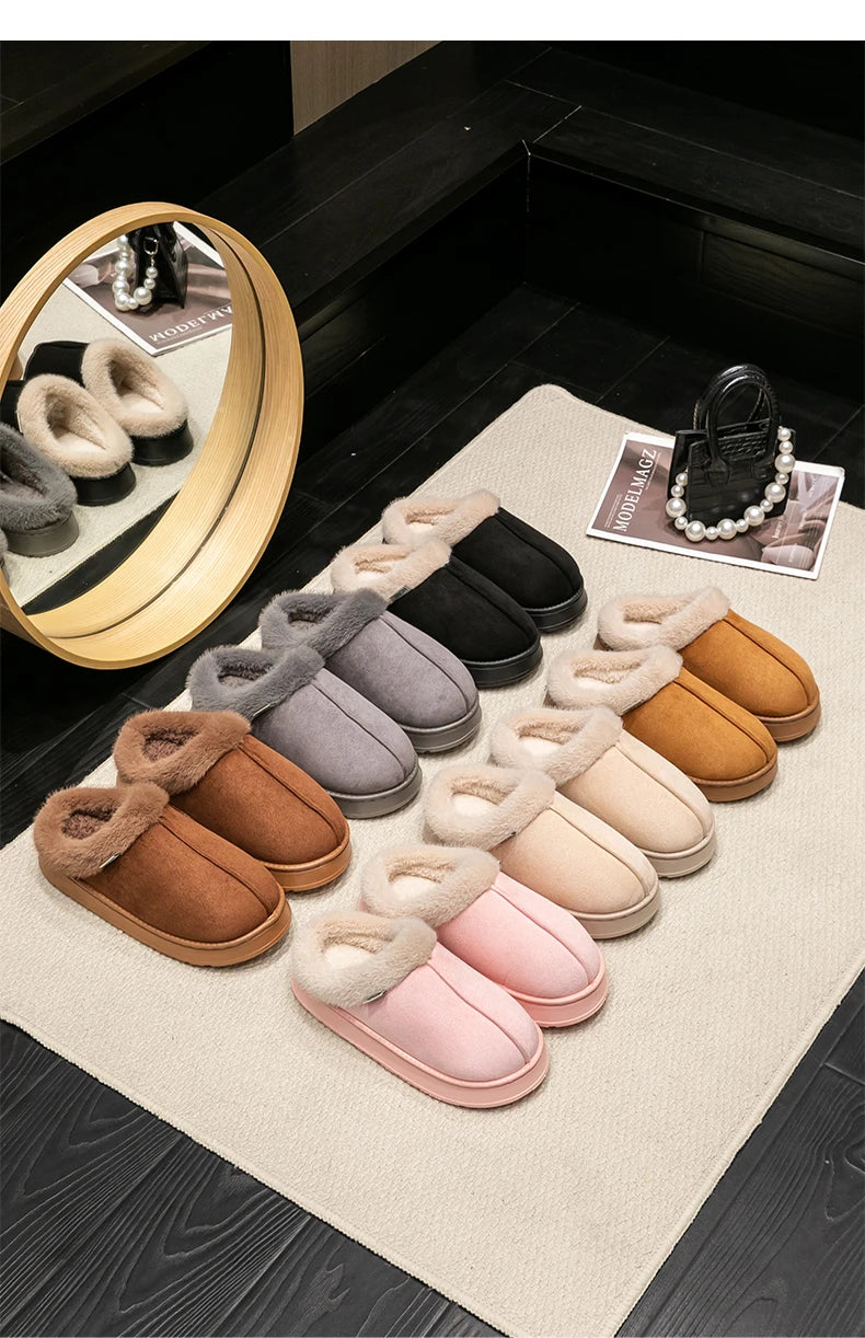 Fashion Women Fluffy Slippers for Autumn and Winter Indoor EVA Thick Sole Anti-Slip and Warm Unisex Slippers for Winter Beauty World Shop