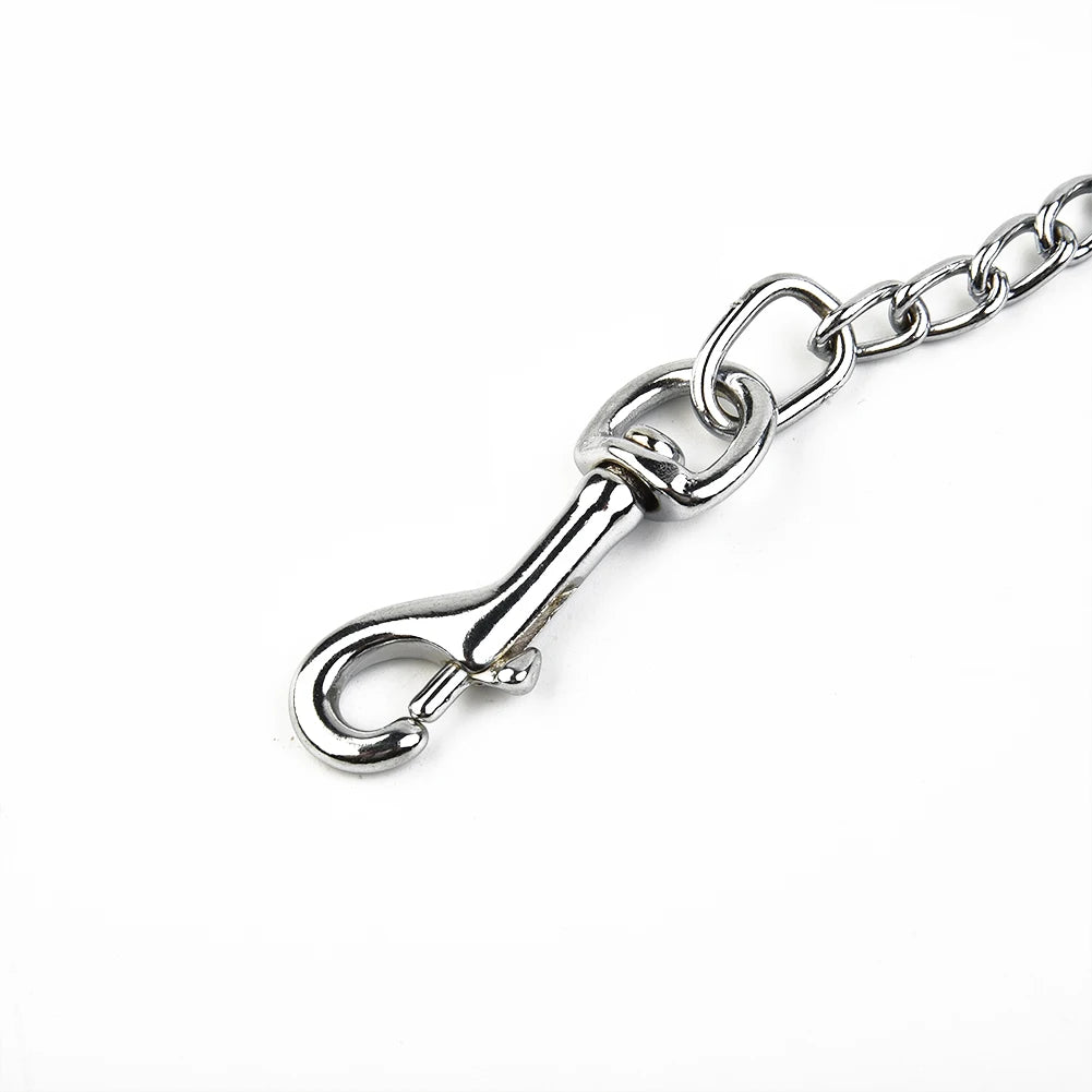 Metal Chain Dog Lead With Leather Style Handle Strong Control Leash Iron Dog Pets Supplies Collars Harnesses Beauty World Shop