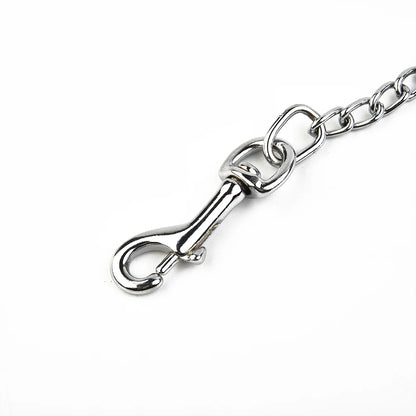 Metal Chain Dog Lead With Leather Style Handle Strong Control Leash Iron Dog Pets Supplies Collars Harnesses Beauty World Shop