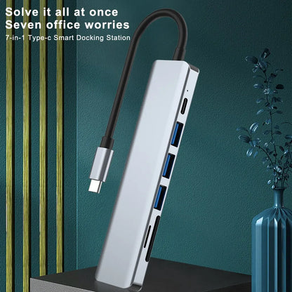 7 In 1 Type C Usb Hub Seven In One Type C 4k 30hz Usb Splitter Supports All Type C Channel Computers To Usb Compatible With Hdmi Beauty World Shop