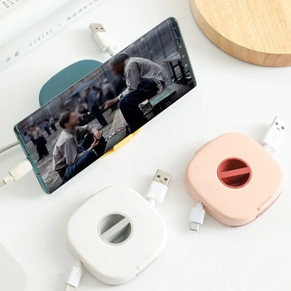 Portable Round USB Cable Winder Small Cable Organizer Rotating Data Cable Organizer Mobile Phone Mobile Charging Cable Winder Beauty Trend Shop