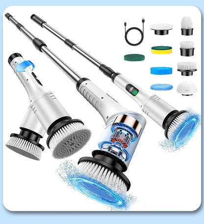 Upgraded electric rotary brush, with a display screen, fully waterproof, and adjustable handle brush head,a home cleaning wonder