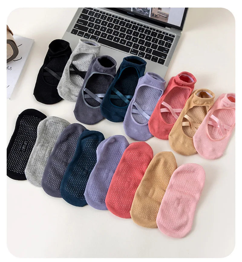 1pair Fashion Yoga Socks Anti Slip Women Professional Pilates Socks Cotton Dance Floor Trampoline Aerobics Fitness Sports Socks Beauty World Shop