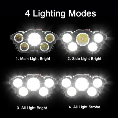 5 LED Headlamp Rechargeable with Built in Battery Strong Light Headlight Camping Adventure Fishing Head Light Flashlight Beauty Fashion