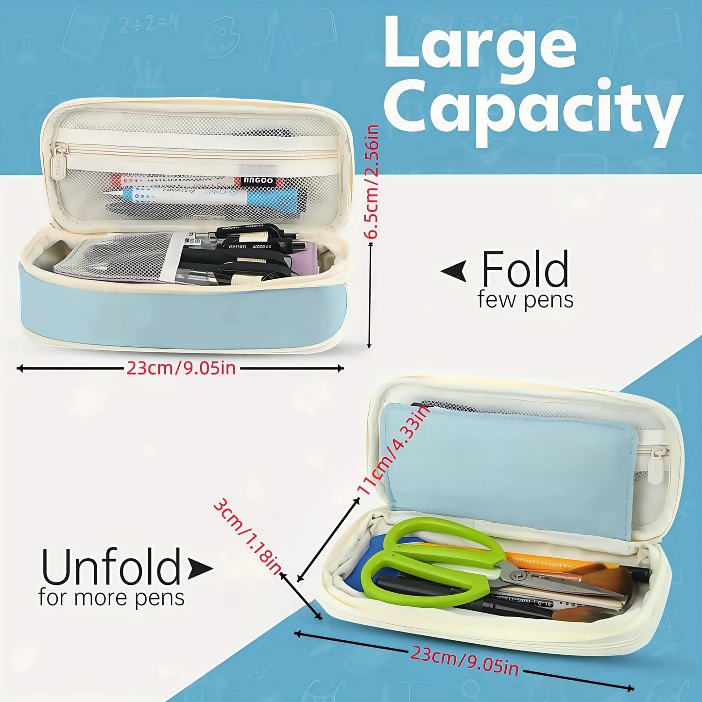 Large Capacity Pencil Case Stationery School Supplies Pencil Cases Pouch Office Desk Storage Bag Students Kids Pen Case Bags Box Beauty World Shop