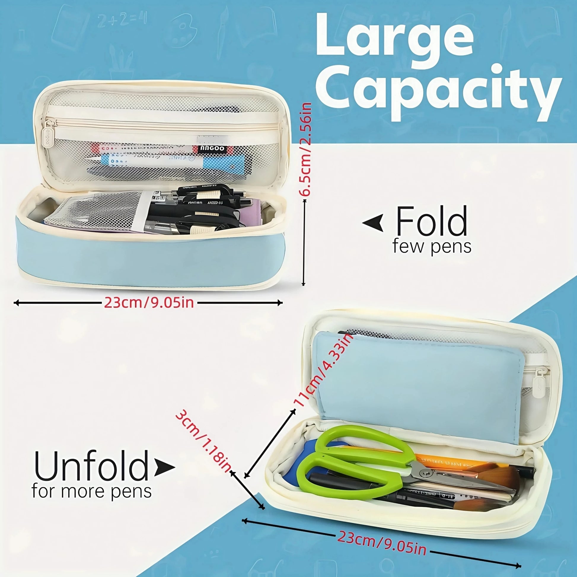 Large Capacity Pencil Case Stationery School Supplies Pencil Cases Pouch Office Desk Storage Bag Students Kids Pen Case Bags Box Beauty World Shop