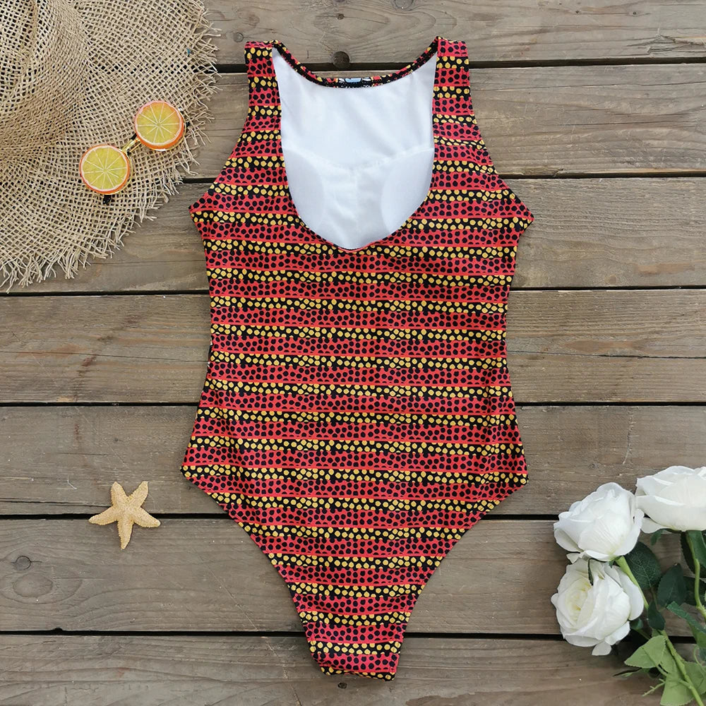 2026 New Printed One-piece Swimsuit Classic Printed Lace Up Swimsuit Women's Push Up Flower One-piece Suit Beach Wear For Female Beauty World Shop