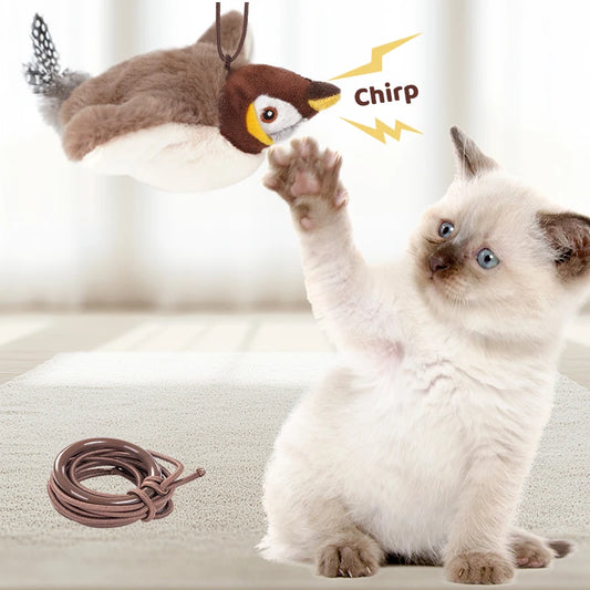 1PC Interactive Cat Toys Rechargeable Chirping Flapping Bird(no Flying) with Catnip for Indoor Cats Touch Activated Plush Toys Beauty World Shop