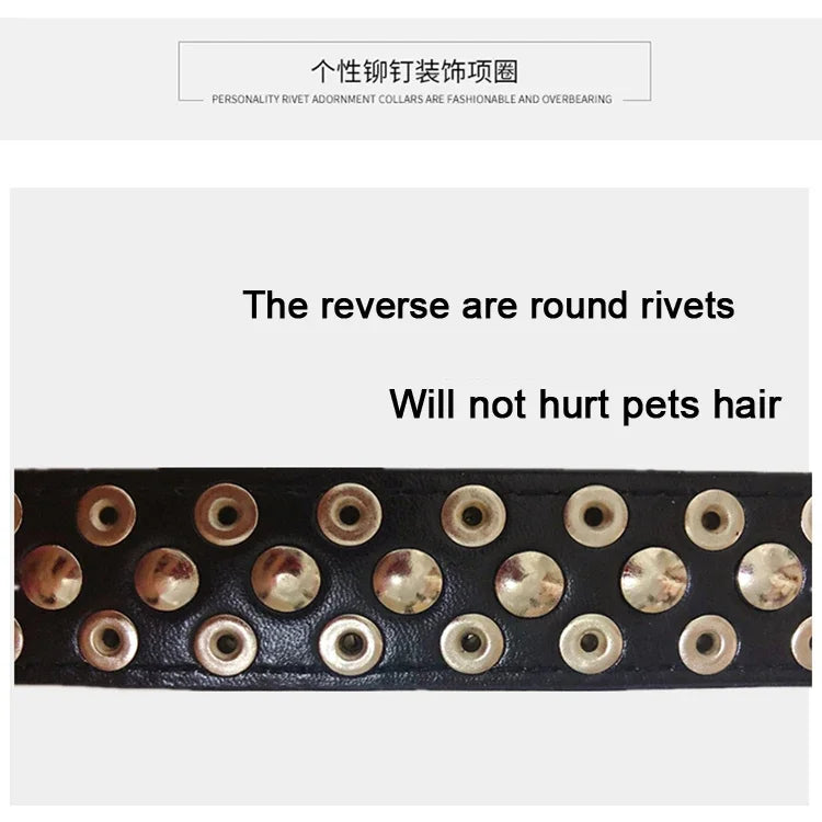 Adjustable Leather Pet Dog collar Neck Strap Supplies PU Leather Punk Rivet Spiked Dog Collar Pet Collars For Small Dog Cat Beauty World Shop
