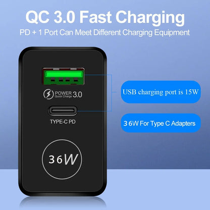 Pd 36w Usb Charger Quick Charge 3.0 Fast Phone Wall Charger Adapter For Iphone 13 12 Pro Ipad Huawei Xiaomi Samsung Beauty World Shop