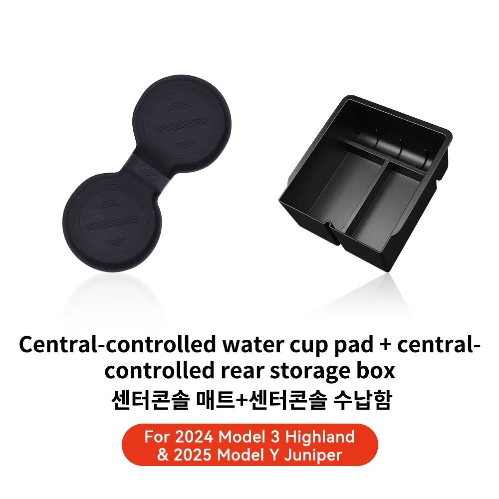 YZ For Tesla Model 3 Highland 2024 Model Y Juniper 2025 Storage Box Center Armrest Hidden Box Cup Holder Organizer Accessories Beauty World Shop