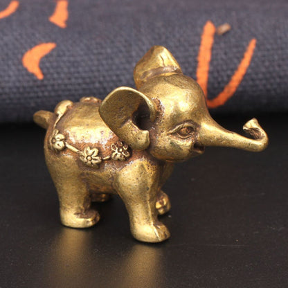 Antique Bronze Minature Elephant Figurines Tea Pet Table Ornament Decorations Solid Copper Animal Crafts Home Decor Living Room Beauty World Shop