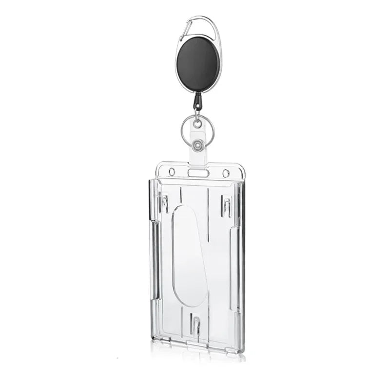 1 Pcs Aluminum Alloy Card Cover Case Bank Business Work Card Holder with ABS Retractable Badge Reel Credit ID Card Badge Bag Beauty World Shop