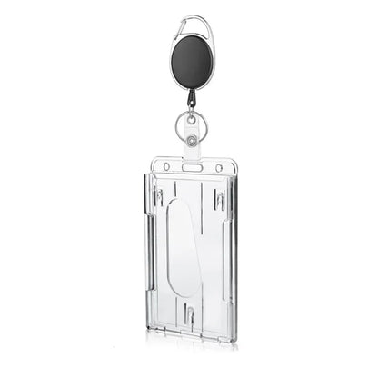 1 Pcs Aluminum Alloy Card Cover Case Bank Business Work Card Holder with ABS Retractable Badge Reel Credit ID Card Badge Bag Beauty World Shop