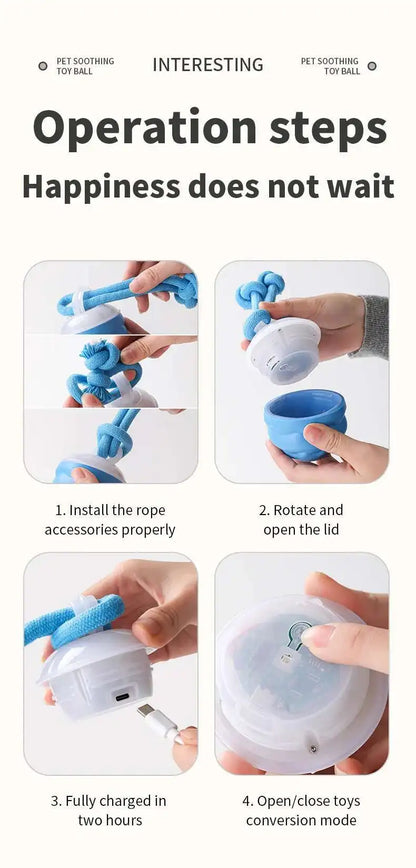 Interactive Dog Toys Smart Rolling Ball With Rope Motion Activated Automatic Moving Squeaky Dog Training Puppy Chew Toy Balls Beauty World Shop