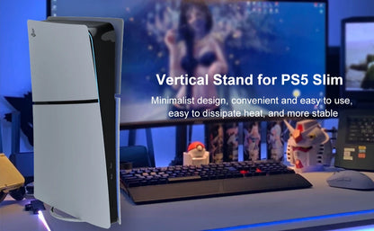 Metal Vertical Stand for PS5 Slim Console Disc and Digital with Screw, Base Stand Replacement for Playstation 5 Slim Console Beauty World Shop