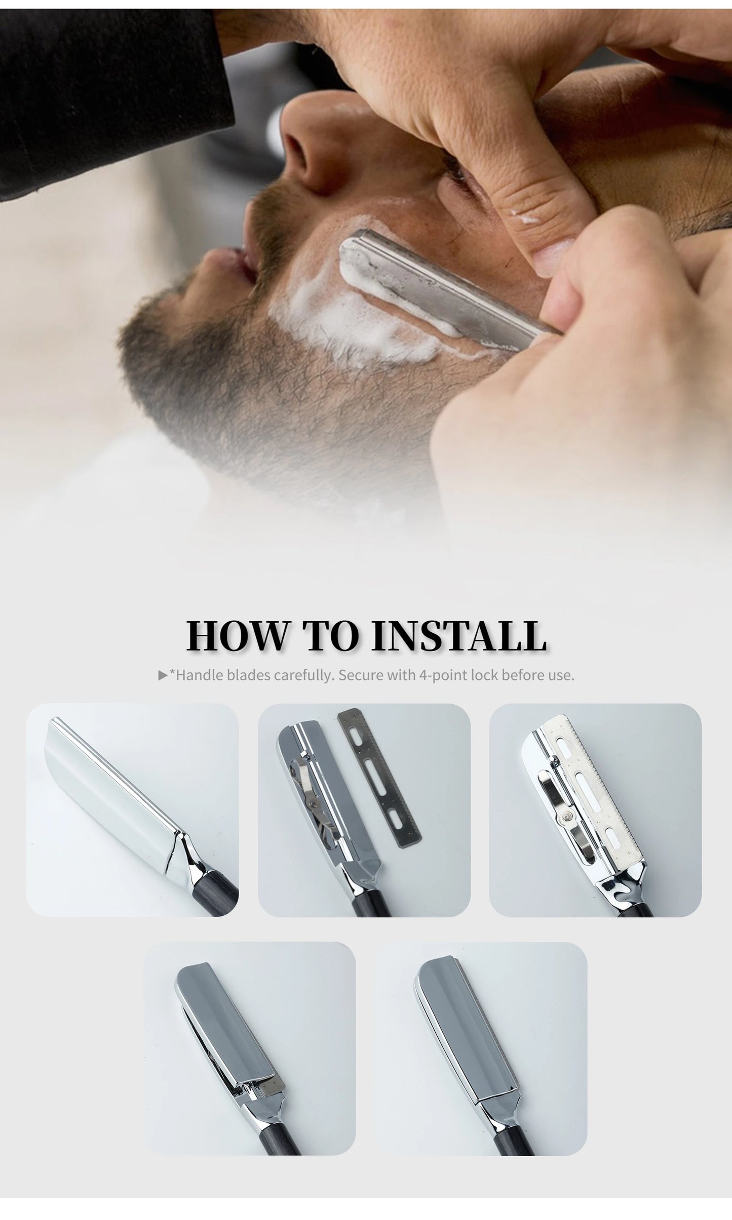 New Professional Baber Beard Straight Edge Shaving Razor Men Hair Removal Tools, Wooden Handle, Anti-Slip Grip for Home Shaving Beauty World Shop