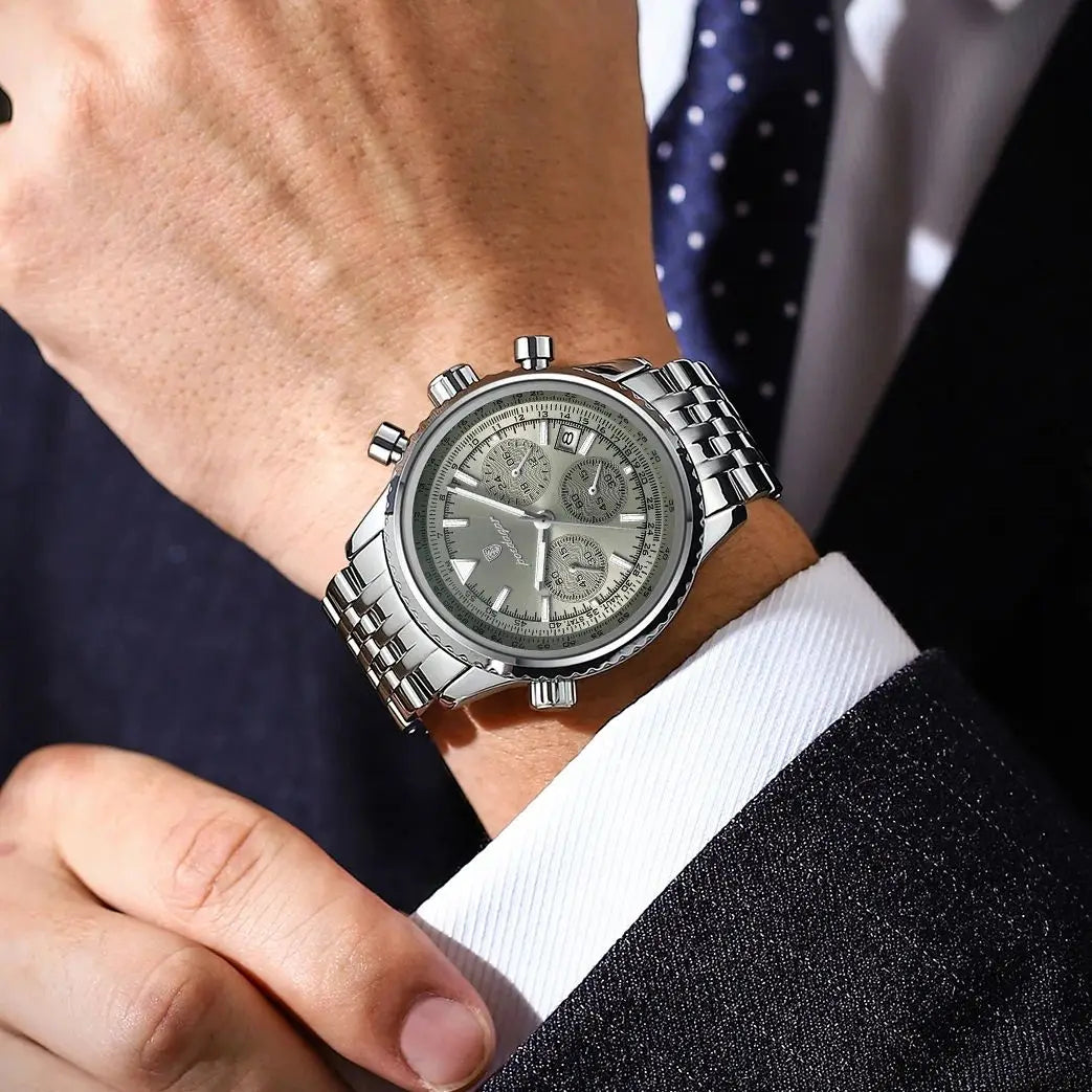 POEDAGAR Luxury Fashion Men Watch Stainless Steel Waterproof Luminous Quartz Male Clock Date Chronograph Military Men's Watches Beauty World Shop