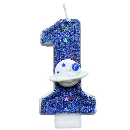DIY Planet themed Spaceship 0-9 DIY digital candle Dark Blue Birthday candle Outer space themed party cake decoration Beauty World Shop