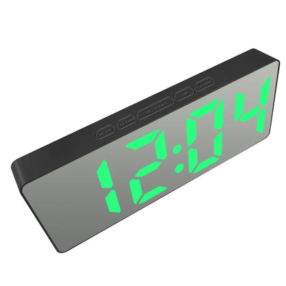 Creative Curved Electronic Clock, LED Large Screen Plug-in Battery Dual-purpose Mirror Alarm Clock, Student Bedroom Dedicated Beauty World Shop