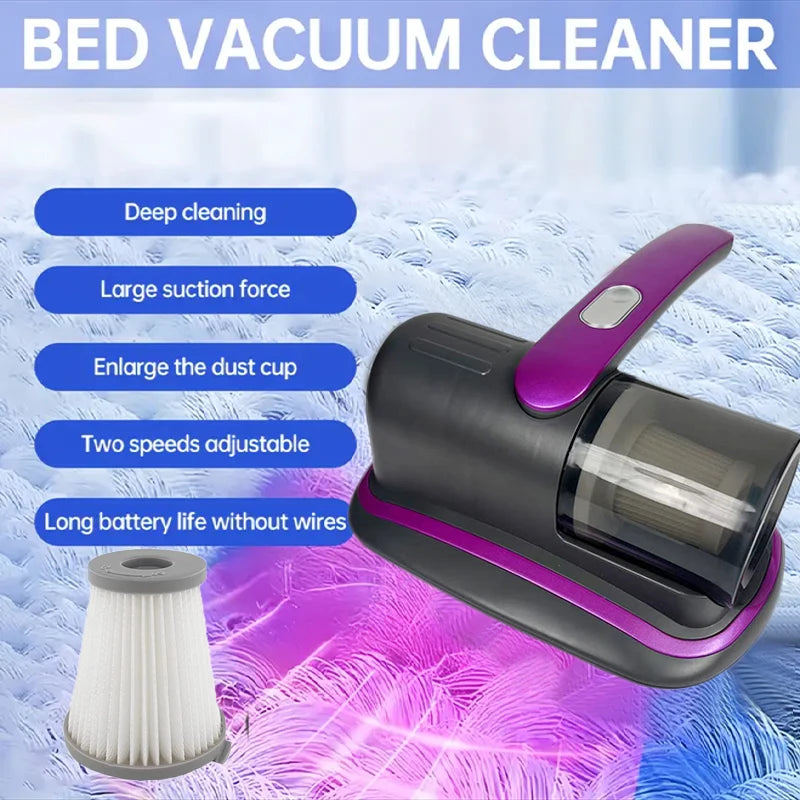 Wireless Handheld Mattress Vacuum Cleaner with UV-C Light HEPA Filter And Ultrasonic Vibration12KPa for Bed Sofa Car Seat Carpet Beauty World Shop