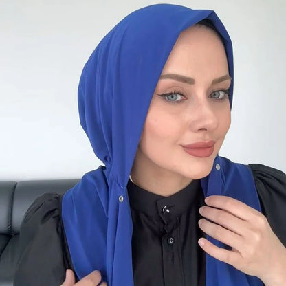 Instant Hijab with Button Ready to Wear Muslim Women Scarf Full Cover Head Wraps Islam Turban Caps Turbante Mujer Beauty World Shop