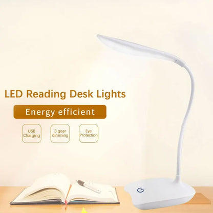 LED Desktop Desk Lamp USB Rechargeable Lighting Eye Protection Room Night Light Bedroom Bedside Student Reading Lamp Beauty World Shop